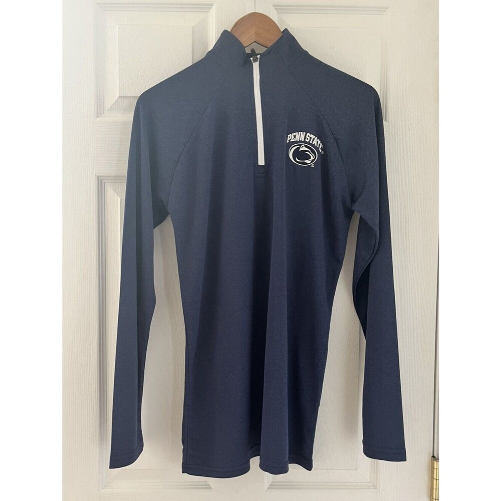 Embroidered Penn State Logo Quarter Zip Long Sleeve Shirt Blue Men 34/36